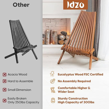 Elina Tamarack Folding Wooden Chair Set of 2, Natural Color