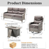 Luxury High Back Patio Furniture Set with Fire Pit Table & 6-Inch Thick Cushions - Photo 2