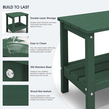 KINGYES Double Side Table, Adirondack End Table- Green