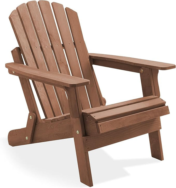 Casafield Oversized Folding Adirondack Chair, Cedar Wood Outdoor Fire Pit Lounge Chairs for Patio, Deck, Yard - Photo 1