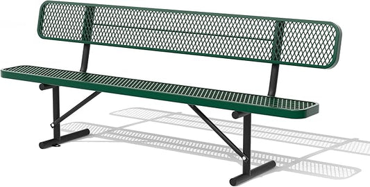 4/6/8 Feet Park Bench for Outside Heavy Duty Metal, Garden Benches Outdoor Bench with Backrest & Portable Frame, for Shopping Malls Stores Parks Patios Decks, Green