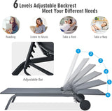 Giantex Patio Chaise Lounges Aluminum Recliner W/Adjustable 6 Backrest Positions and Wheels for Patio Beach Poolside - Photo 7