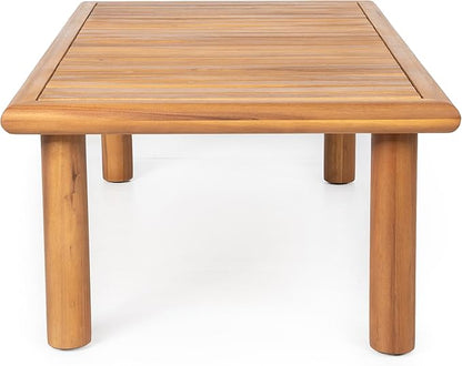 Christopher Knight Home Harra Outdoor Coffee Table for Patio Furniture Set, Weather Resistant Acacia Wood Accent Table, Rectangular End Table, Slat Panel Side Table for Yard Garden Porch, Teak