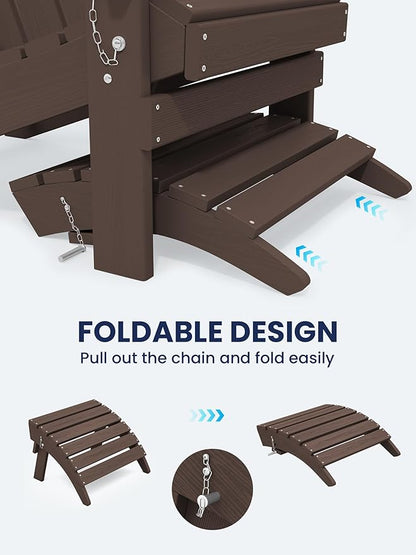 KINGYES Folding Adirondack Ottomans Set of 4 for Adirondack Chair, Coffee