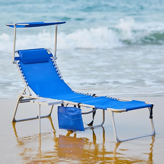 #WEJOY 4 in 1 Tanning Chair with Face Hole & Canopy & Side Table - Photo 9