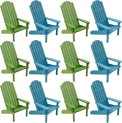 Fun Express 4" x 5" Mini Blue and Green Wooden Adirondak Chairs - 12 Pieces