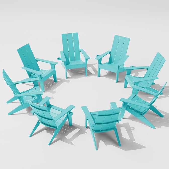 MXIMU Adirondack Chair Set of 8: Modern Adirondack Chairs Fire Pit Chairs Plastic Outdoor Chairs for Lawn Backyard Deck - Photo 1