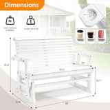 VINGLI Wooden Patio Glider, Heavy Duty 800 LBS Outdoor Glider with Cup Holders - Photo 3