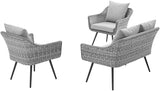 Endeavor 3Piece Outdoor Patio Wicker Rattan Sectional Sofa Set in Gray Gray - Photo 3