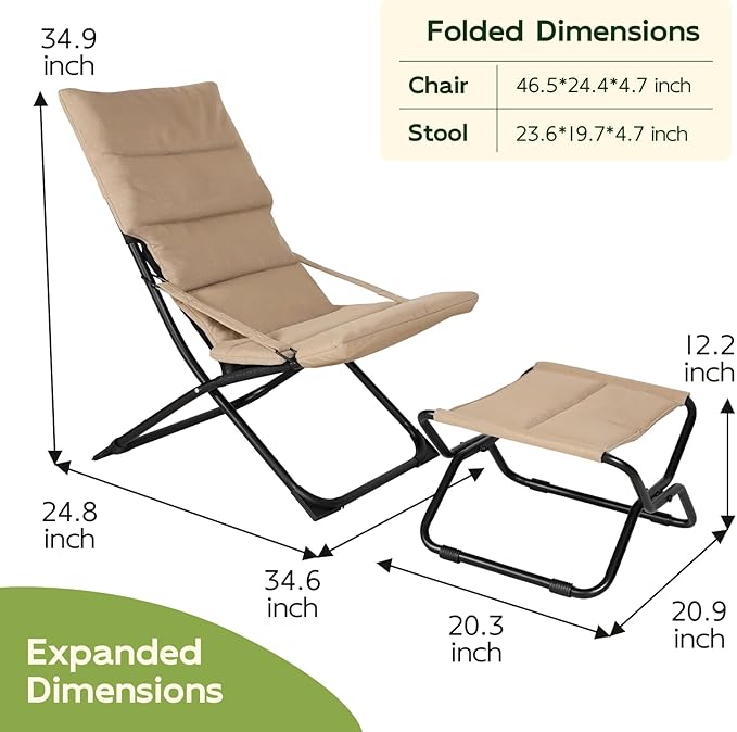 Abba Patio Heavy-Duty Outdoor Chaise Lounge Chair, Reclining Folding Camping Chair with Removable Footrest - Photo 3