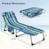 Goplus Tanning Chair, Folding Outdoor Beach Lounge Chair with Face & Arm Hole, Carrying Strap, Pillow, Side Pocket - Photo 3