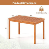 Tangkula 48 Inches Wood Outdoor Dining Table for 4-6 People, Rectangular Patio Table with Slatted Tabletop - Photo 3