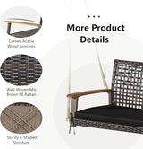 RELAX4LIFE 2-Seater Outdoor Porch Swing - PE Wicker Porch Loveseat Swing with 118” Hanging Ropes - Photo 4