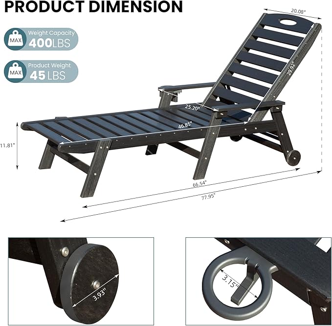 Domi Outdoor Chaise Lounge Chairs Set of 2 - Photo 2