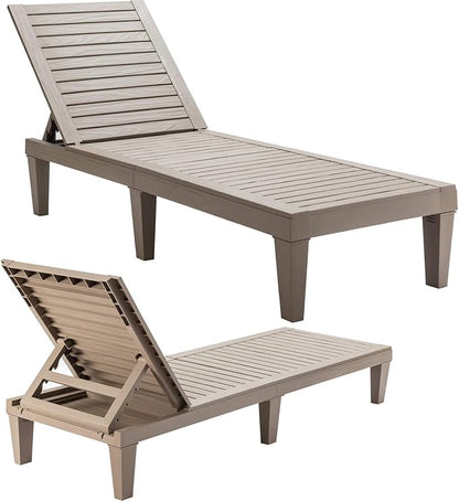 Giantex Set of 2 Outdoor Chaise Lounge Patio Recliner Chair with 5-Position Adjustable Backrest, Weather-Proof & Rust-Resistant Chaise Lounger for Patio, Beach, Balcony, Poolside