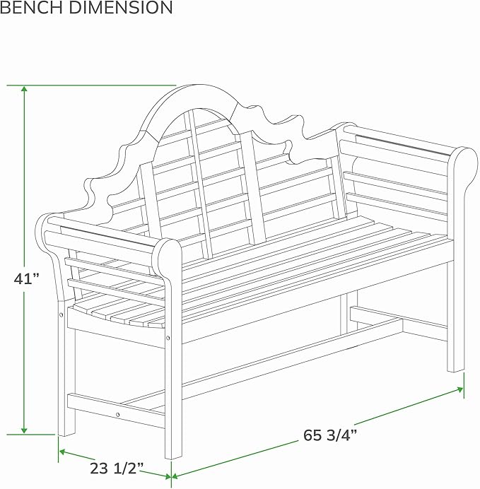 Cambridge Casual Lutyens Teak Wood Garden Bench 5-Foot – Wooden Outdoor Bench for Patio, Porch, Lawn, Backyard – Weather-Resistant Seating for Entryway or Deck