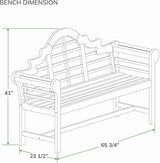 Cambridge Casual Lutyens Teak Wood Garden Bench 5-Foot – Wooden Outdoor Bench for Patio, Porch, Lawn - Photo 2