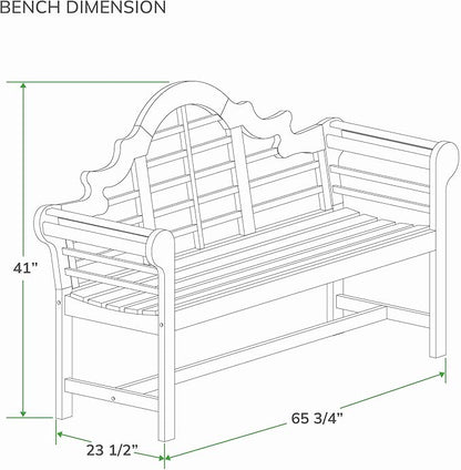 Cambridge Casual Lutyens Teak Wood Garden Bench 5-Foot – Wooden Outdoor Bench for Patio, Porch, Lawn, Backyard – Weather-Resistant Seating for Entryway or Deck