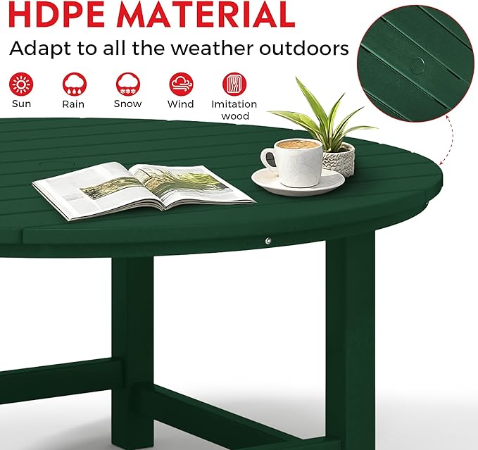 Costaelm Patio Conversation Table, Tatio Accent HDPE Outdoor Weather Resistant - Photo 6