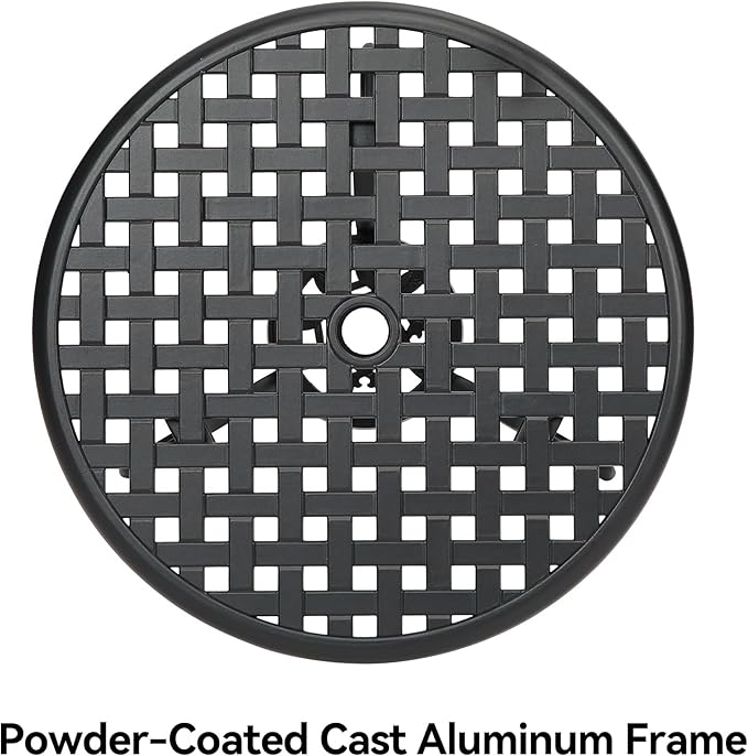 24" Patio Bistro Table Round Outdoor Coffee Table, Small Patio Table with 2" Umbrella Hole, Iron Frame for Porch, Backyard, Garden, Rustic Brown