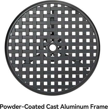 24" Patio Bistro Table Round Outdoor Coffee Table, Small Patio Table with 2" Umbrella Hole, Iron Frame for Porch, Backyard, Garden, Rustic Brown