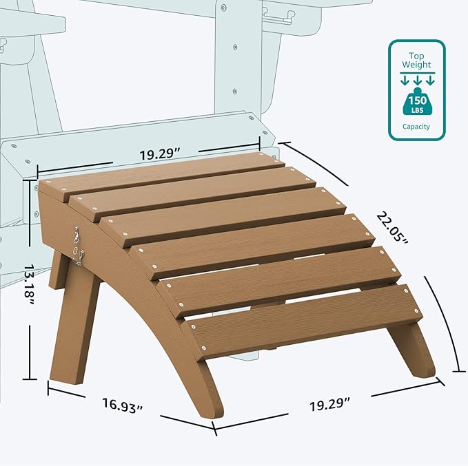SERWALL Folding Adirondack Ottoman, Adirondack Footrest Without Assembly, Brown