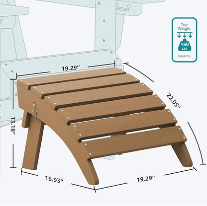 SERWALL Folding Adirondack Ottoman, Adirondack Footrest Without Assembly, Brown