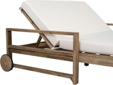 Acacia Wood Outdoor Patio Daybed Sunbed with Movable Wheels - Photo 9