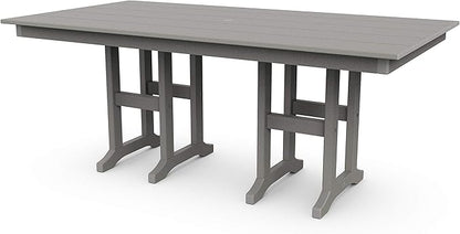 Polywood Lakeside 37" x 72" Outdoor Dining Table, All-Weather HDPE Patio Furniture, Slate Grey, Made in USA