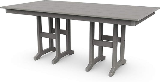 Polywood Lakeside 37" x 72" Outdoor Dining Table, All-Weather HDPE Patio Furniture, Slate Grey, Made in USA