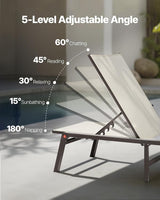 VEVOR Outdoor Chaise Lounge Chair, 400 lbs Weight Capacity, Foldable Sun Tanning Chair, 5 Adjustable Positions - Photo 7