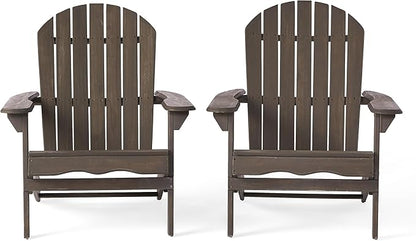 Christopher Knight Home Hanlee Folding Wood Adirondack Chairs, 2-Pcs Set, Grey Finish
