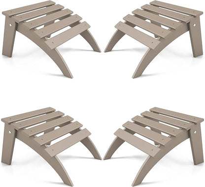 FOOWIN Folding Adirondack Ottoman Set of 4, HDPE All Weather Adirondack Footrests, Ottoman for Adirondack Chair,Patio Footstool for Outside Easy Storage,for Patio, Backyard, Porch, Garden, Brown