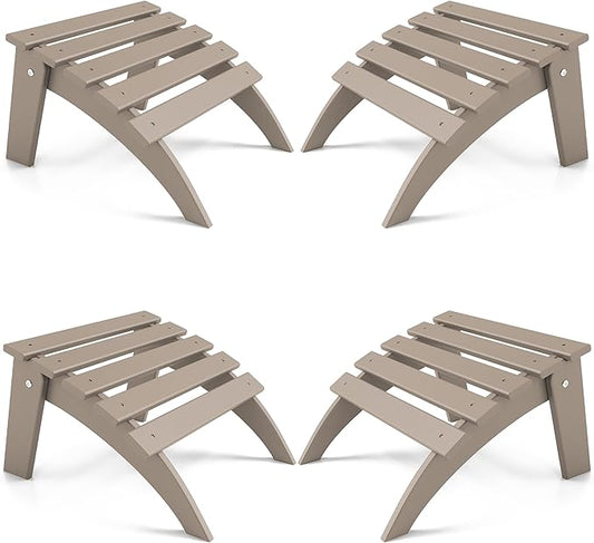 FOOWIN Folding Adirondack Ottoman Set of 4, HDPE All Weather Adirondack Footrests, Ottoman for Adirondack Chair,Patio Footstool for Outside Easy Storage,for Patio, Backyard, Porch, Garden, Brown