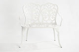 Patio Garden Bench Metal Park Bench Cast Aluminum Outdoor Furniture with Floral Rose for Patio,Park,Lawn,Yard White - Photo 5