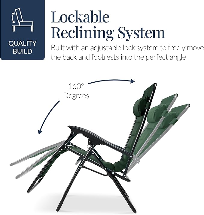 Best Choice Products Oversized Padded Zero Gravity Chair, Folding Outdoor Patio Recliner - Photo 7