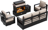 Outdoor Aluminum Furniture Set, 4-Piece Patio Conversation Set, 2 Swivel Chairs, 1 Sofa and 1 Fireplace - Photo 9