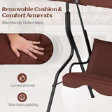 Tangkula 3 Person Porch Swing, Patio Swing with Removable Cushion & Powder-Coated Steel Frame - Photo 5
