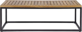 Drew Outdoor Industrial Acacia Wood and Iron Bench, Teak and Black - Photo 1