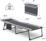 Devoko 4-Fold Padded Portable Folding Outdoor Chaise Lounge Heavy Duty Reclining Chair with Pillow & Side Pocket for - Photo 2