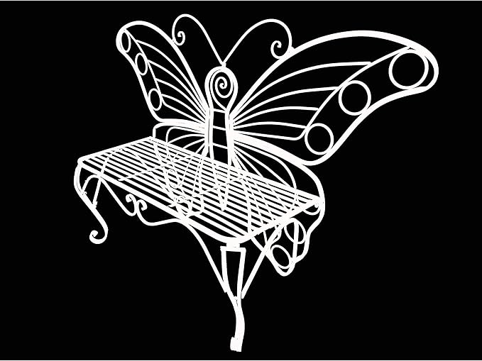 Unknown1 White Metal Butterfly Bench