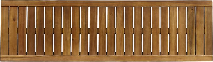Drew Outdoor Industrial Acacia Wood and Iron Bench, Teak and Black