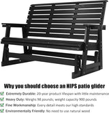 Poly Lumber Patio Glider with Cup Holders, High Backrest and Deep Contoured Seat, HIPS Material, All-Weather Resistant - Photo 3