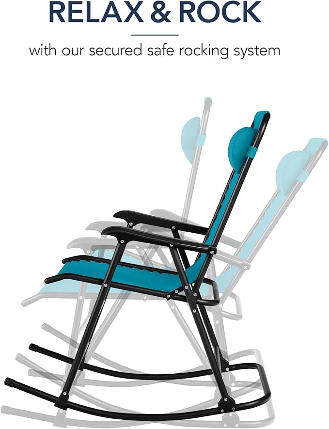 Best Choice Products Outdoor Folding Rocking Chair, Zero Gravity Lounge Chair - Photo 4
