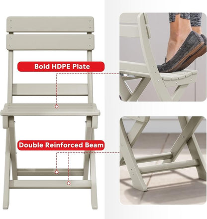 Costaelm Outdoor Patio Modern Folding Dining Chair, HDPE Armless Poly Lumber Plastic Outdoor Chairs Restaurant Bistro Dining Table Chair for Outside Porch Backyard Garden, Sand