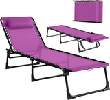 Outsunny Folding Chaise Lounge Chair, Patio Sun Tanning Chair, Outdoor Chaise Lounger with 4-Position Reclining Back - Photo 1