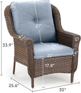 Patio Wicker Chairs Outdoor Furniture Chair - Set of 2 Outside All Weather Lawn Dining Brown Rattan Armchair with High - Photo 3