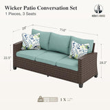 HERA'S HOUSE Outdoor Patio Sofa, 3-Seat Wicker Couch Loveseat, Deep Seating Furniture for Lawn Garden Porch Backyard - Photo 2