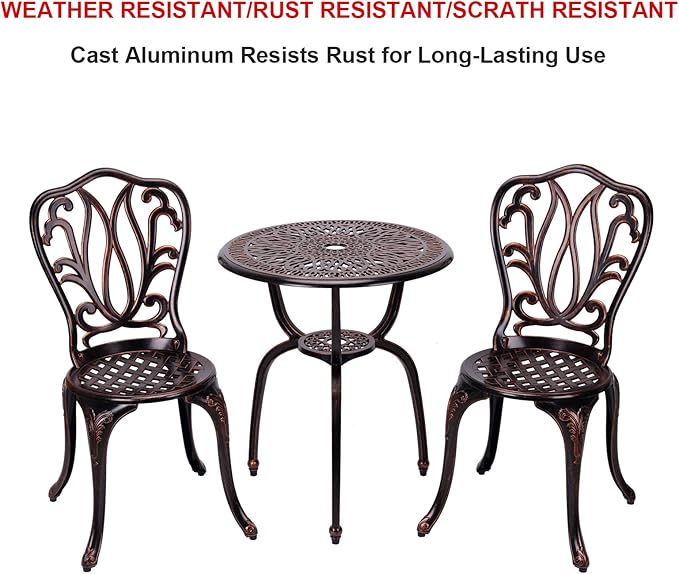 3 Piece Bistro Set, Outdoor Patio Set - Photo 3