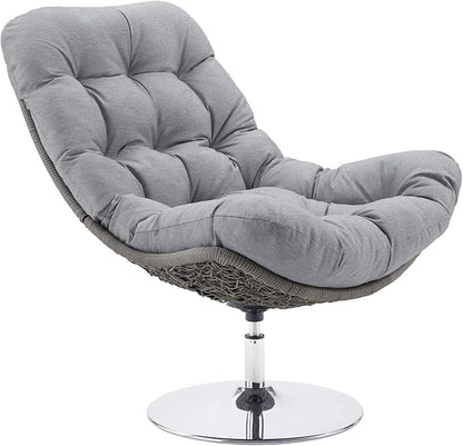 Modway Brighton Outdoor Patio Wicker Rattan Swivel Lounge Chair in Light Gray Gray